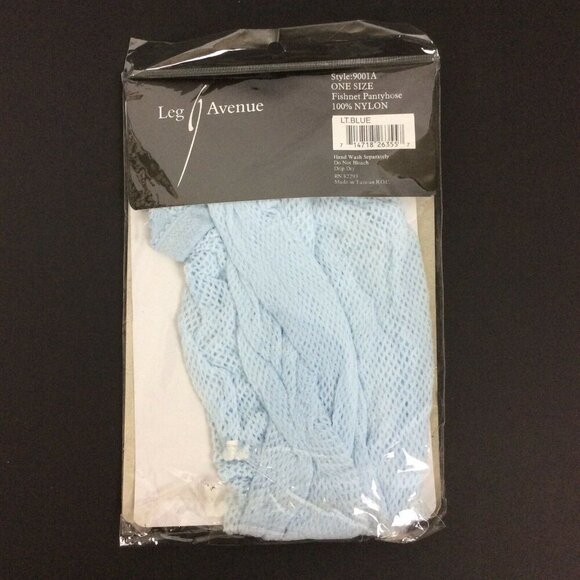 Leg Avenue Fishnet Pantyhose Light Blue One Size Fits 90-165 Lbs Nylon - Picture 2 of 3